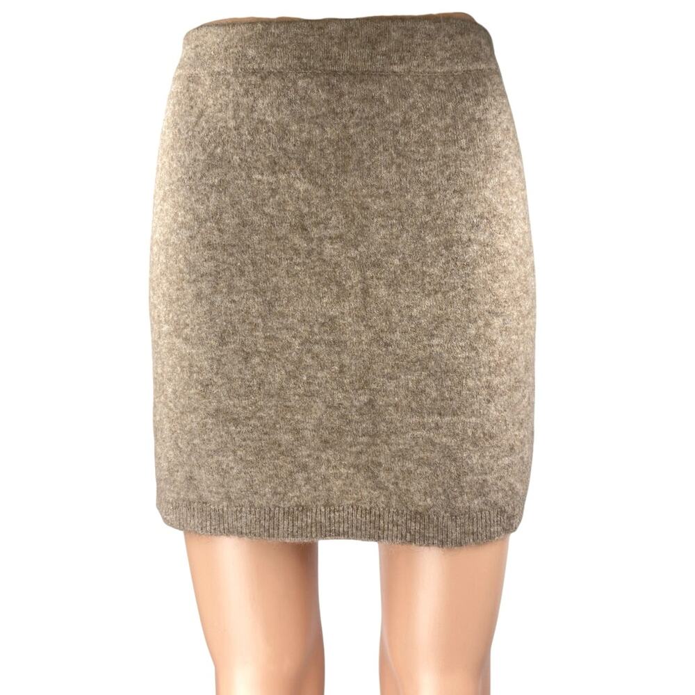 Zara Women's Beige Tan Wool High Waisted Knit Pull On Mini Pencil Skirt Size S
